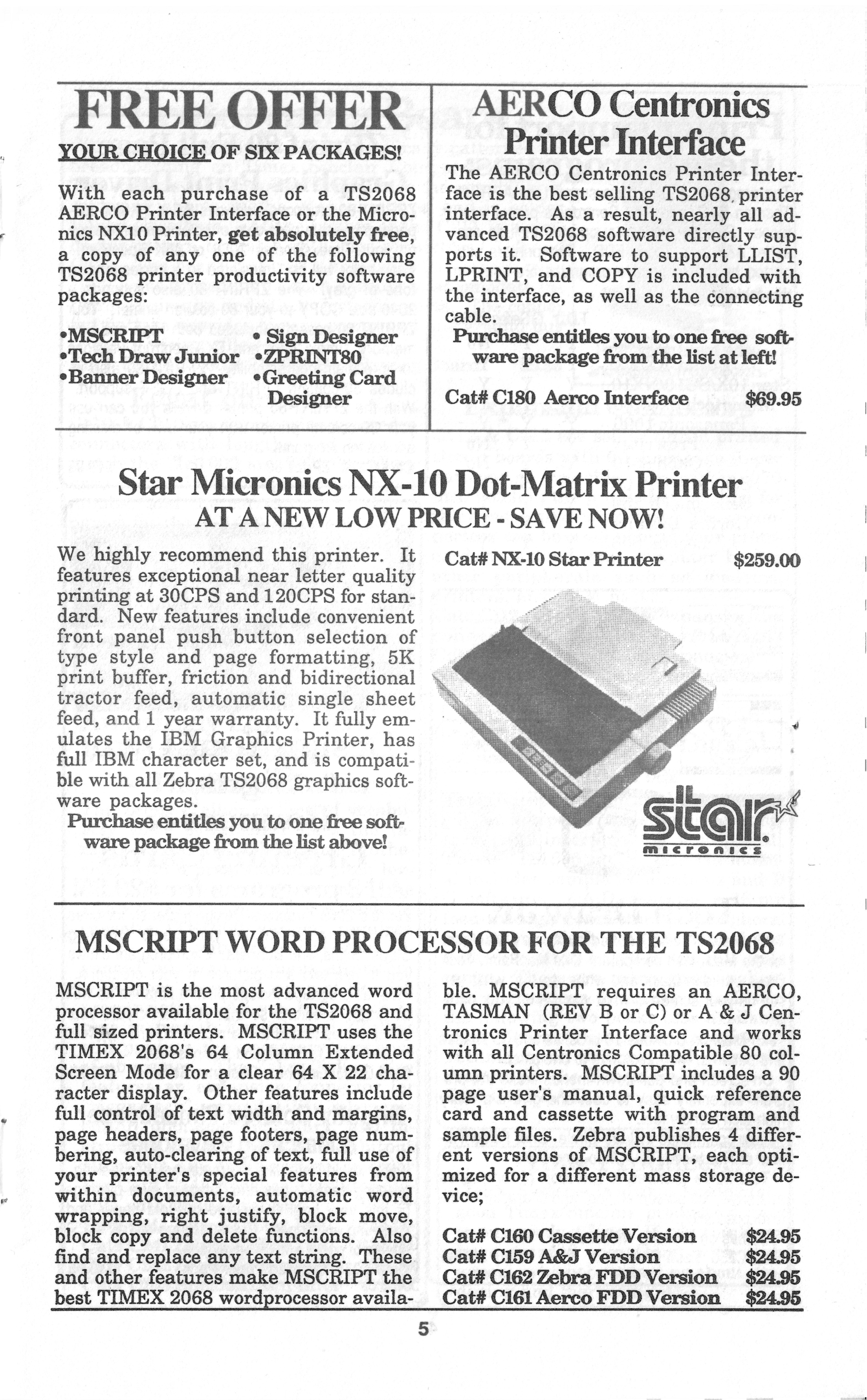 Zebra Systems 1987 Catalog